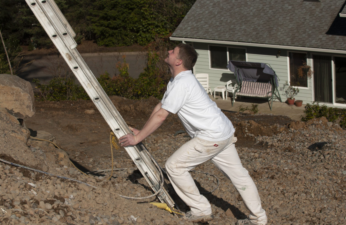 Ladder safety is an important aspect of professional painting.