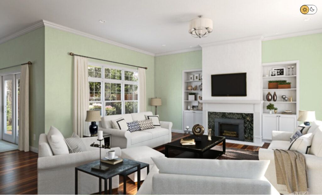 paintdrspainting.com features a green living room.