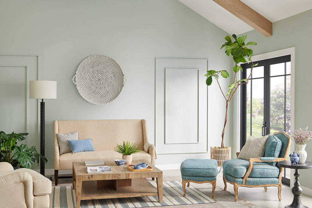 Paint Doctor's painting can update your living areas with Silver Strand by Sherwin-Williams.